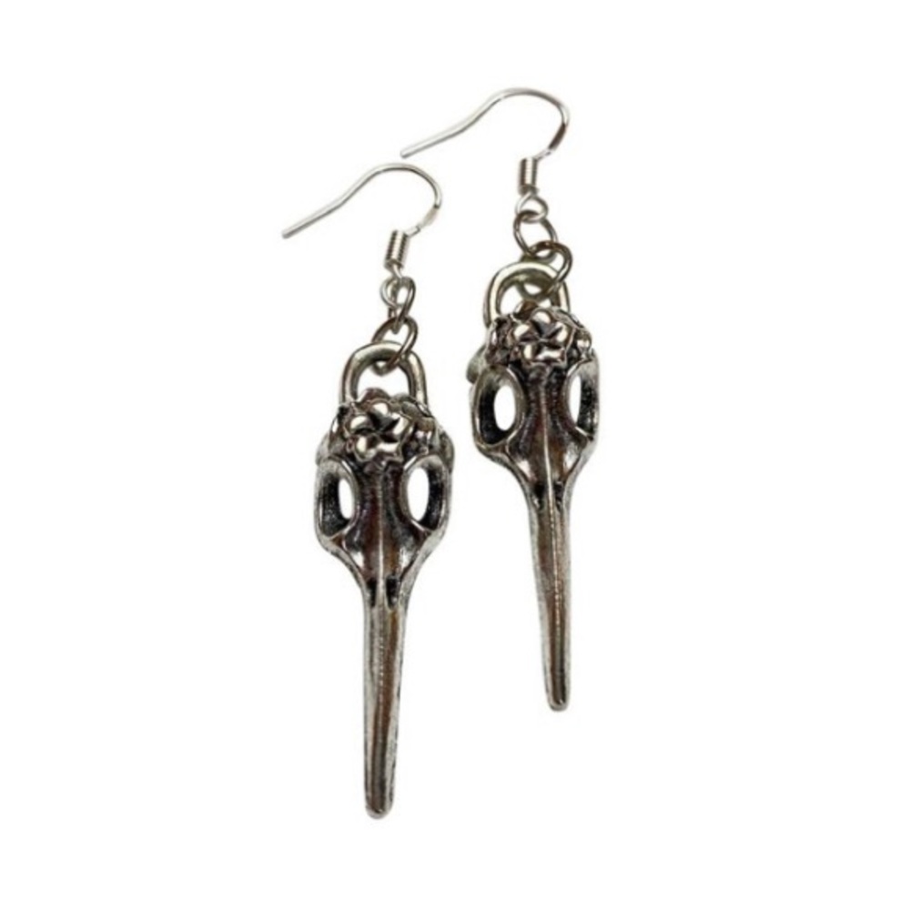 🪶 Crow Raven Skull Earrings